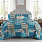 Mybedsoul Boho Quilts Queen Size, Patchwork Floral Bedding Set, Blue