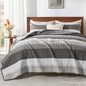 Andency Queen Quilt Bedding Set Sage Green, 3 Pieces Striped Bedspreads