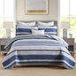 Homzard 100% Cotton Quilt Bedding Set Queen Size Striped Floral Bedspread