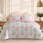 BLOOMHAVEN Queen Comforter Set-7 Pieces Blue Floral Bed in a Bag Queen