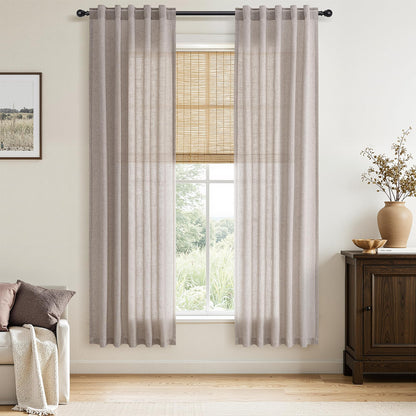 Nanspring Linen Kitchen Window Curtains Over Sink for Cafe 36x36 Inch Cream