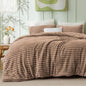 Bedsure Large Queen Fluffy Comforter Set, Cozy Fleece Cream White Bedding