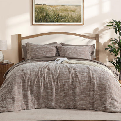 MaiRêve Queen Comforter Set Crinkle Textured Charcoal Grey Bedding 7 Pieces