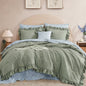 BLOOMHAVEN Queen Comforter Set-7 Pieces Ruffle Bedding with Floral Sheet