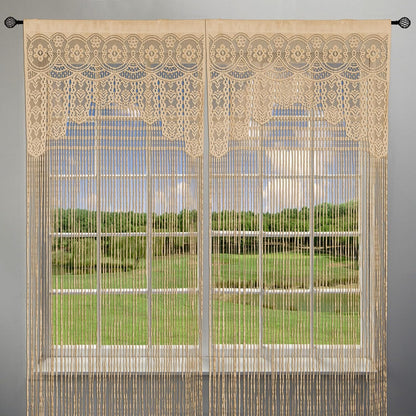 Lace Door String Curtain for Doorways，Bohemian Curtains Window Wall Closet Bedroom Kitchen Hippie Hanging Panels Boho Room Divider