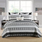 Homzard 100% Cotton Quilt Bedding Set Queen Size Striped Floral Bedspread