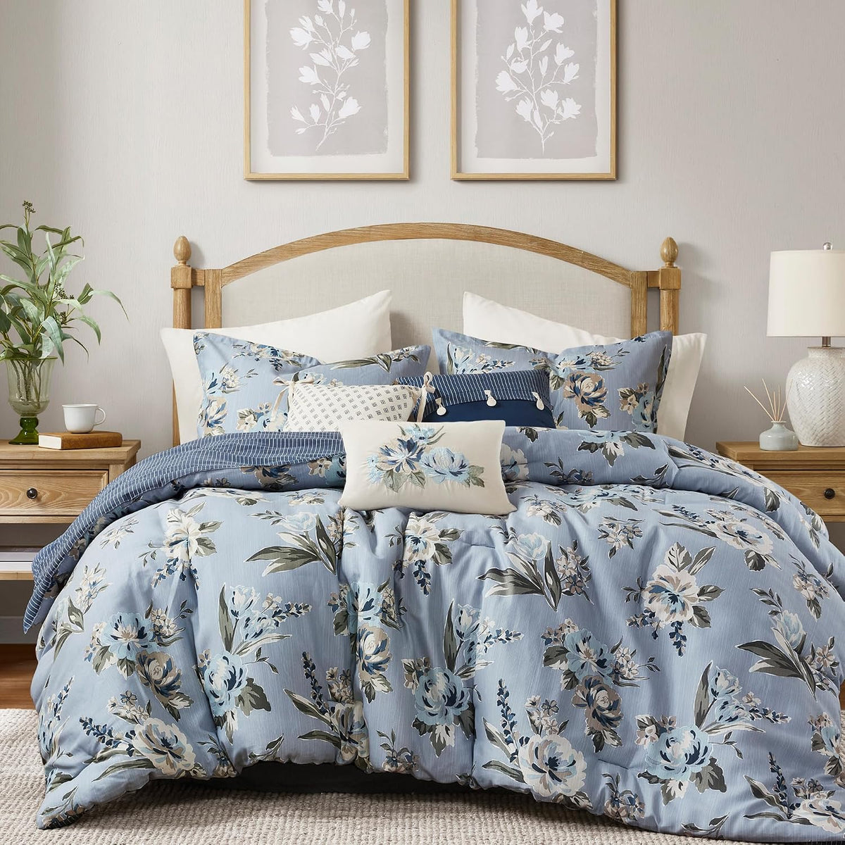 Madison Park Reversible Vintage Floral Comforter Set, 7PC King Bedding Set