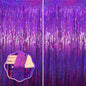 Voircoloria Laser Pink Foil Fringe Backdrop Curtains,3.3x6.6ft, 2 Pack