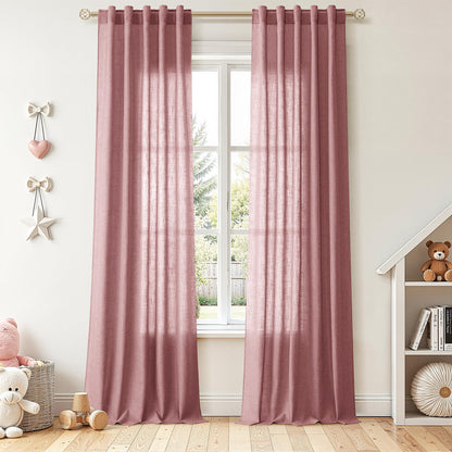 Nanspring Linen Kitchen Window Curtains Over Sink for Cafe 36x36 Inch Cream