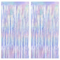 2 Pack Glitter Pink Backdrop, 3.28 FT x 7.05 FT Birthday Party Decorations, Laser Pink Fringe Curtains Foil Streamer Tinsel, Pink Curtains Photo Backdrop Happy Birthday Valentines Day Backdrop