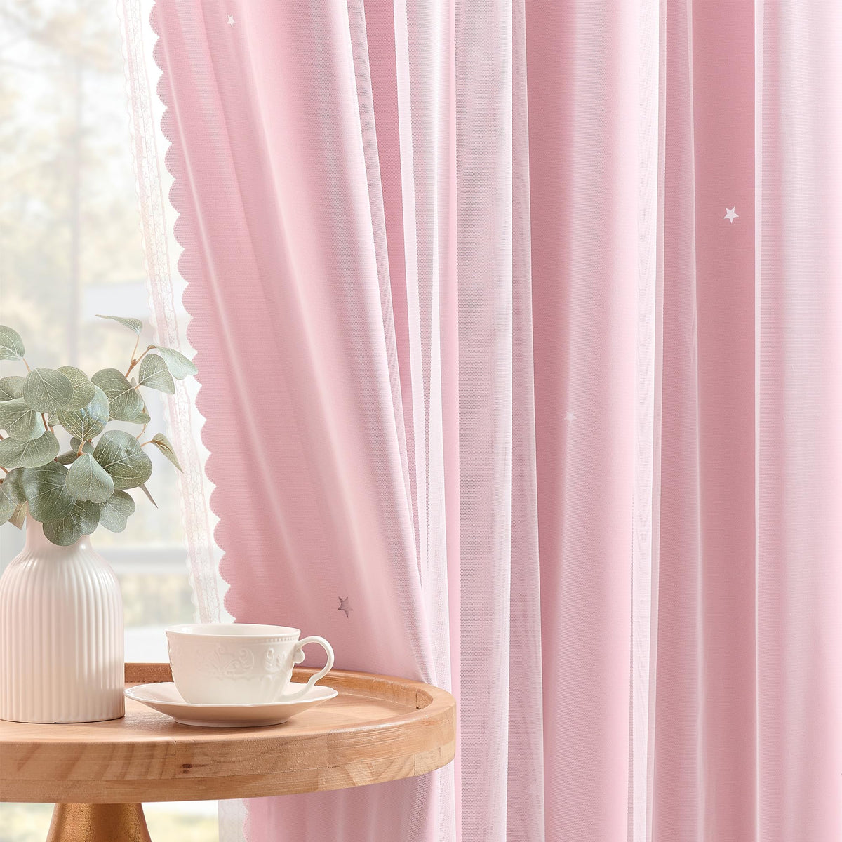 XiDi Blackout Curtains for Girls Bedroom Decor Pink Kids Rainbow Curtains