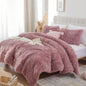 Smoofy Fluffy Queen Comforter Set, Faux Fur Pink Comforter Set 3 Pcs