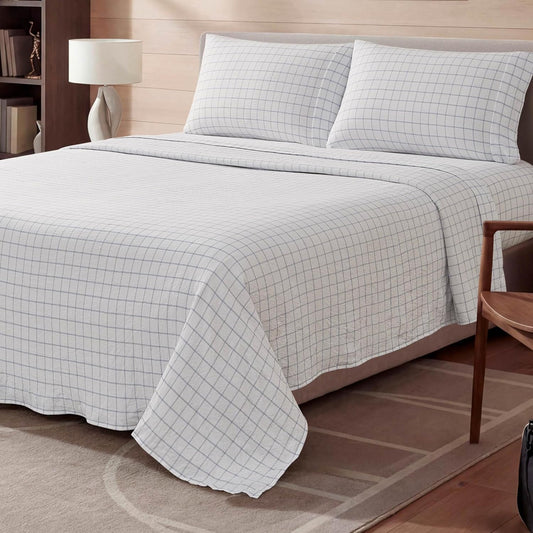 Champion Printed Sheet Set, Plaid Logo 4-Piece Queen