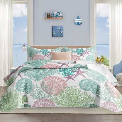 Tritard 3 Piece Coastal Quilt Sets Full/Queen Size Bedding Set, Blue