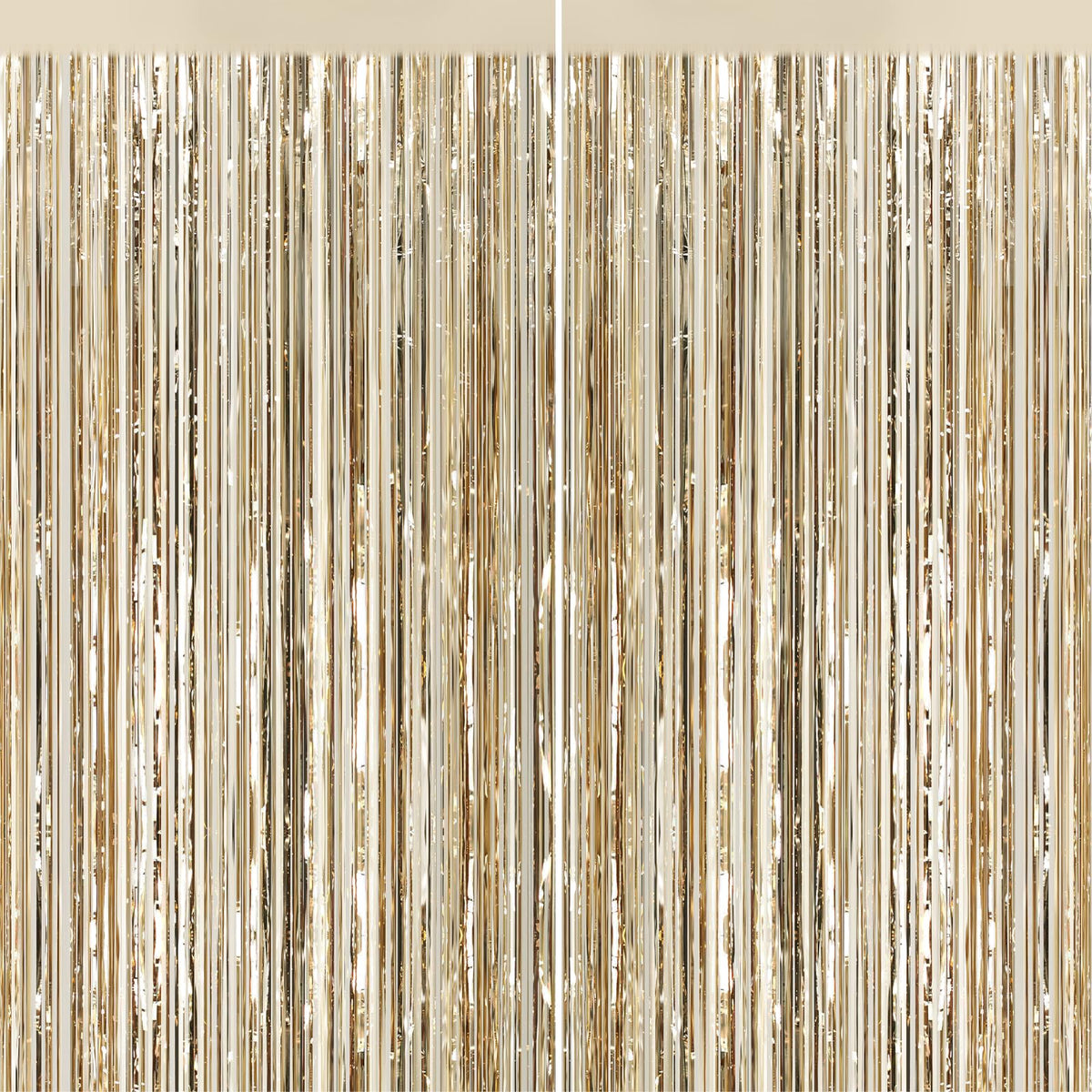 GCB 2Pack Black Metallic Tinsel Foil Fringe Curtain, Black Curtain Backdrop
