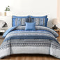 Cottolester Boho Comforter Set Queen Size 8 Piece Bed in a Bag Bohemian Striped Bedding Quilt Set Aqua Paisley Floral Comforter and Sheet Set,Soft Microfiber Complete Bedding Sets for All Season