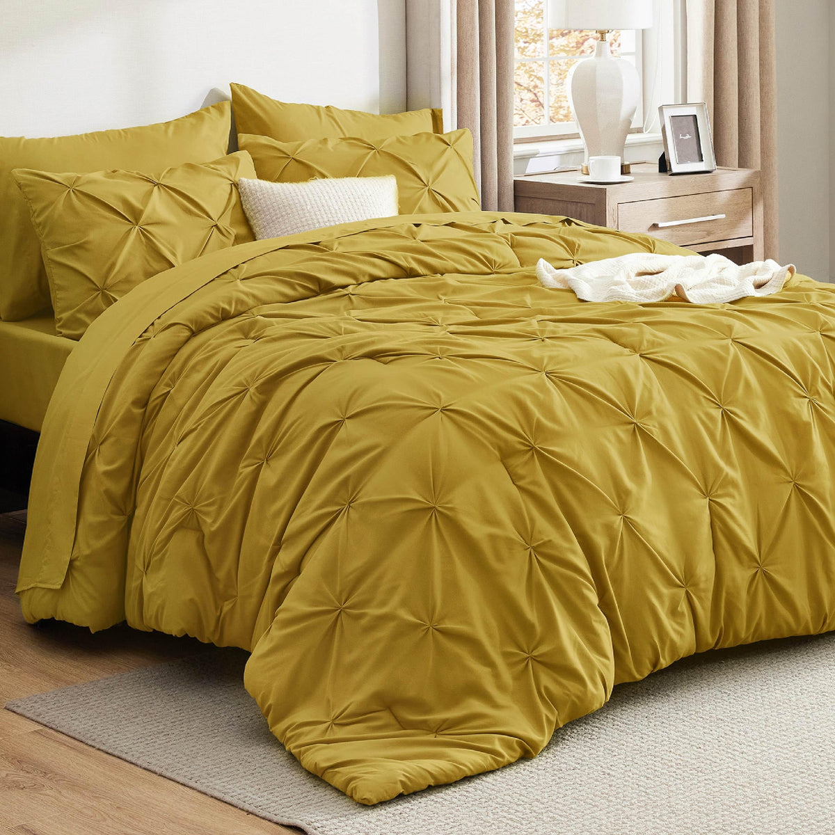 Bedsure 7-Piece King Size Comforter Set & Sheets, Grey King Bedding