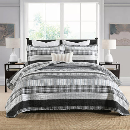 Homzard 100% Cotton Quilt Bedding Set Queen Size Striped Floral Bedspread