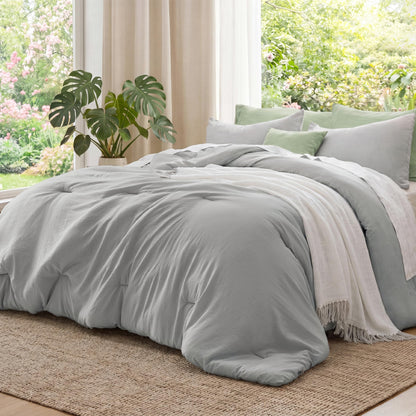Bedsure Queen Comforter Set Prewashed Soft Bedding Set 3Pcs White 90"x90"