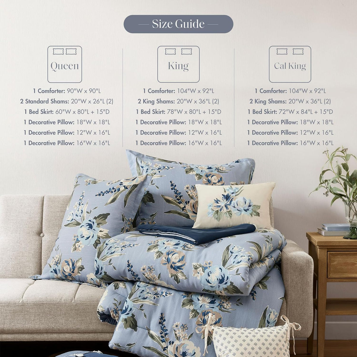 Madison Park Reversible Vintage Floral Comforter Set, 7PC King Bedding Set