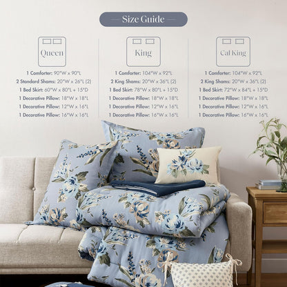 Madison Park Reversible Vintage Floral Comforter Set, 7PC King Bedding Set