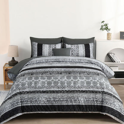 Cottolester Boho Comforter Set Queen Size 8 Piece Bed in a Bag Bohemian Striped Bedding Quilt Set Aqua Paisley Floral Comforter and Sheet Set,Soft Microfiber Complete Bedding Sets for All Season