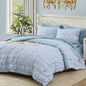 Full Size Comforter Sets - 3 Pieces Blue Ruched Floral Full Bedding Set