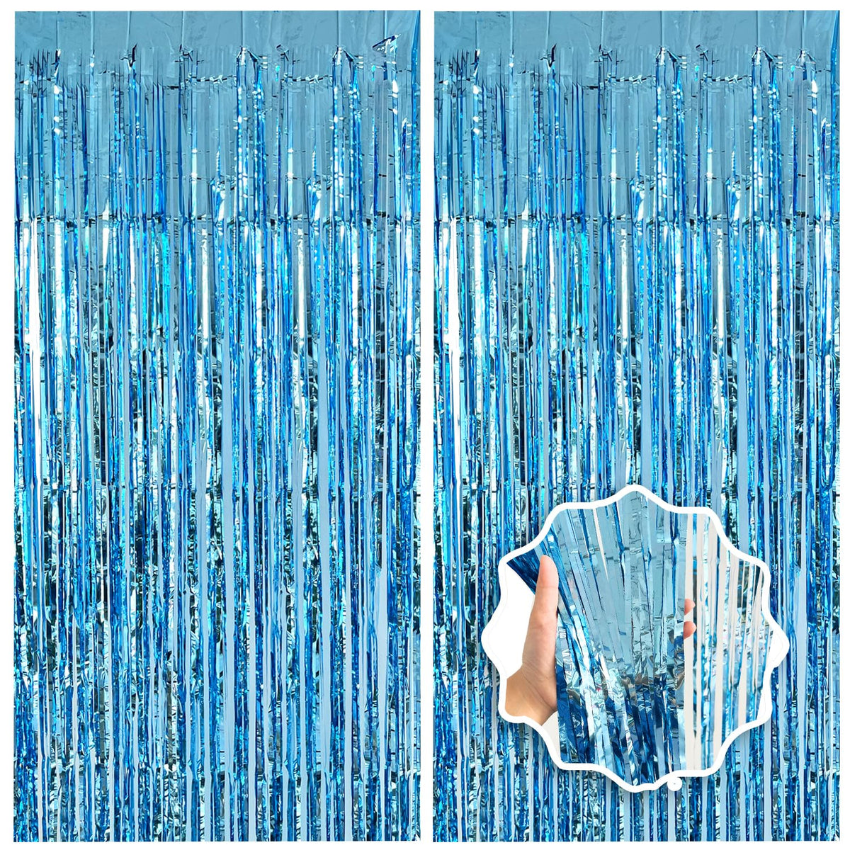 2 Pack Foil Curtain Backdrop Curtains Silver Tinsel Door Streamers Birthday Party Decorations Photo Backdrop Props for Party Graduation Wedding Bachelorette Christmas Baby Shower