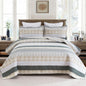 Homzard 100% Cotton Quilt Bedding Set Queen Size Striped Floral Bedspread