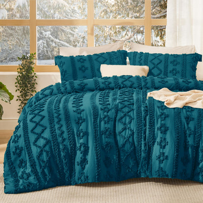 Bedsure Tufted Boho Comforter Set King, Bedroom Decor Bedding Set Beige