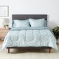 Amazon Basics Full/Queen Comforter Set with Sheets, 7-Piece Blue Stripe Bedding, Lightweight Microfiber Bed-in-a-Bag, Striped