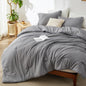 Bedsure Queen Size Comforter Sets, Beige Cationic Dyed Bedding Set 3 Pcs