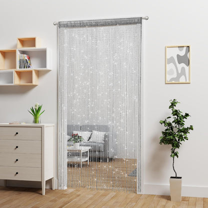 Door String Curtain Doorway Beads Curtains,Hanging Room Divider Beaded Decor Hippie Glitter Fringe Panel Closet Window Doors Sequin Sheer Boho Doors Tassel (Silver)