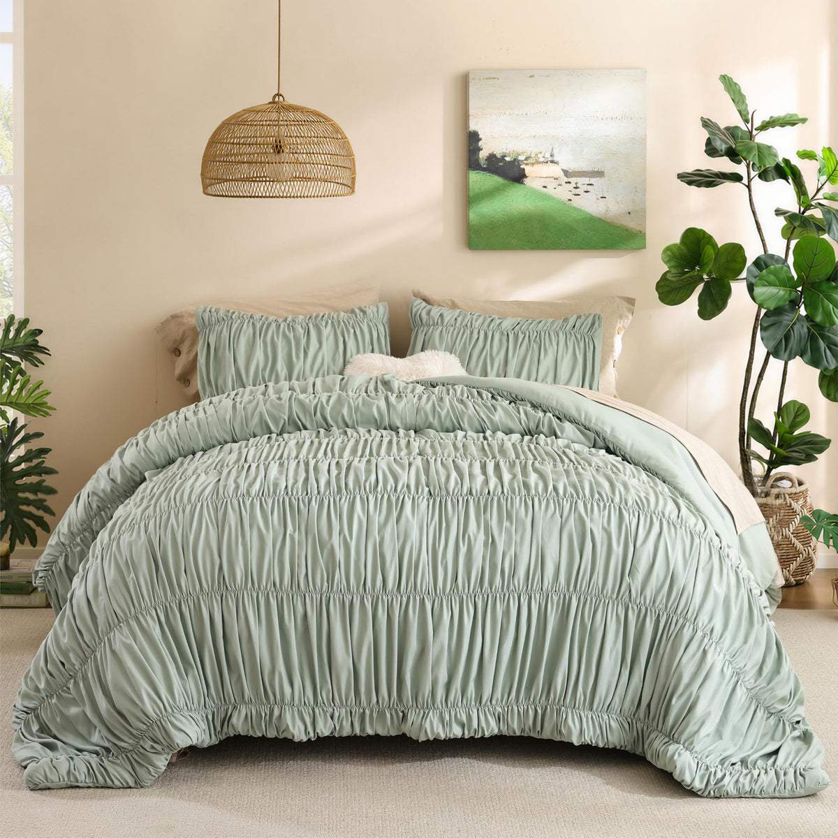 weigelia Pink Comforter Set Full Size, All Season Lightweight Bedding Set