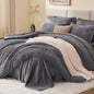 EXQ Home Fluffy Comforter Set Queen Size,3 Pieces Bed Set,Black