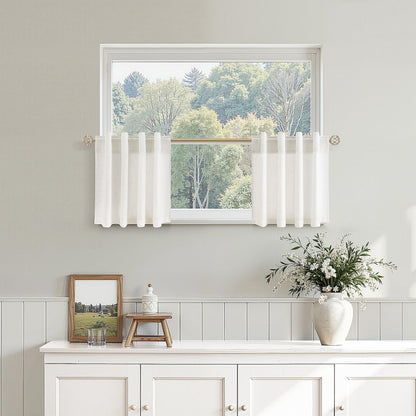 Nanspring Linen Kitchen Window Curtains Over Sink for Cafe 36x36 Inch Cream