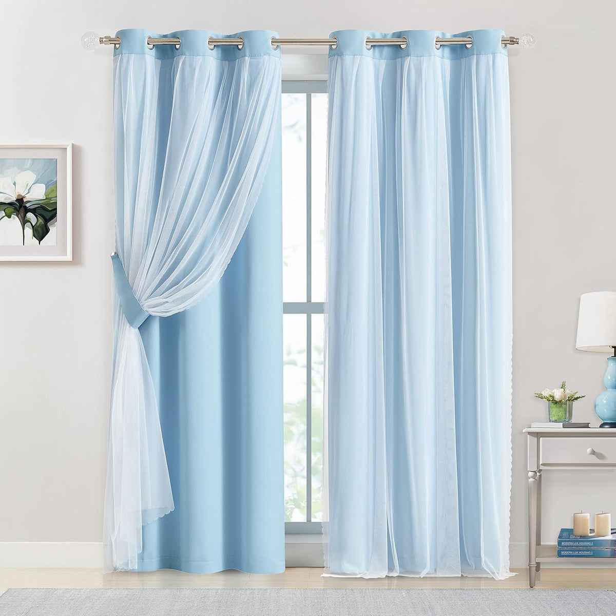 European Luxury Nordic Princess Style Double Layer Sheer Curtain, Elegant Bedroom Living Room Balcony Drapes, 1pc Cloth Window Covering, Home Textile, Home Decoration Curtain, Home Decorative Curtain