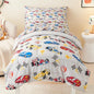 Mooreeke Toddler Bedding Sets for Girls,4 Pieces Blue Ocean Animals Printed