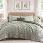 MaiRêve Queen Comforter Set Crinkle Textured Charcoal Grey Bedding 7 Pieces