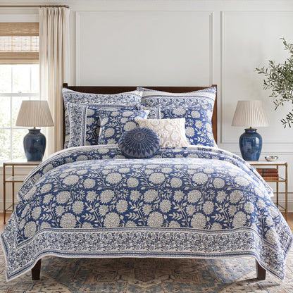 Levtex Home Adare Taupe Reversible King/Cal King Quilt Set (106x92in) and 2 Pillow Shams (36x20in) - Floral Bedding - Taupe White - Cotton King Size Quilt Bedding Set - Lightweight, Soft, Pre-Washed