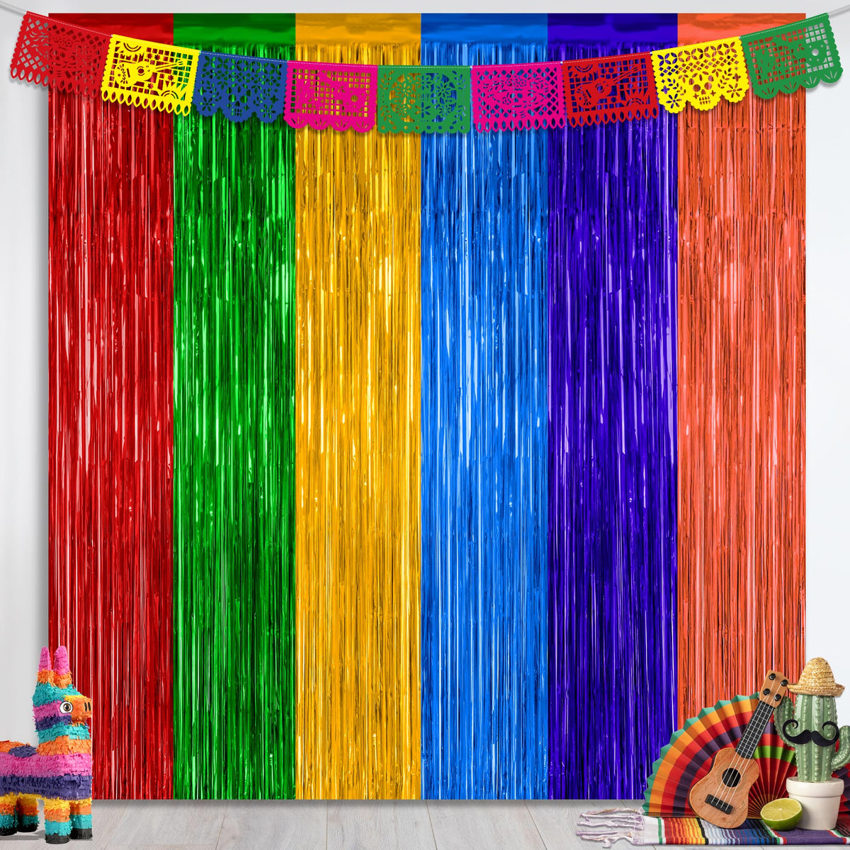 2 Pack Glitter Pink Backdrop, 3.28 FT x 7.05 FT Birthday Party Decorations, Laser Pink Fringe Curtains Foil Streamer Tinsel, Pink Curtains Photo Backdrop Happy Birthday Valentines Day Backdrop