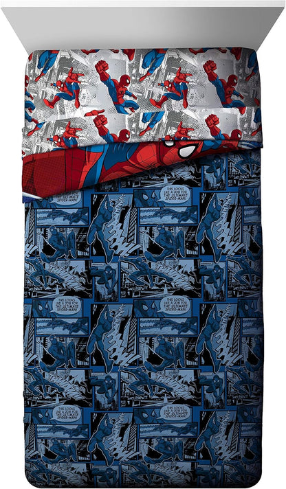 Marvel Spiderman Full Size Comforter Set 5 Piece Kids Bedding, Multi