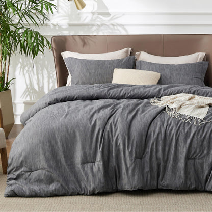 Bedsure Queen Size Comforter Sets, Beige Cationic Dyed Bedding Set 3 Pcs