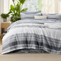 Bedsure Full Comforter Set 7 Pc, Grey Striped, Reversible, All-Season