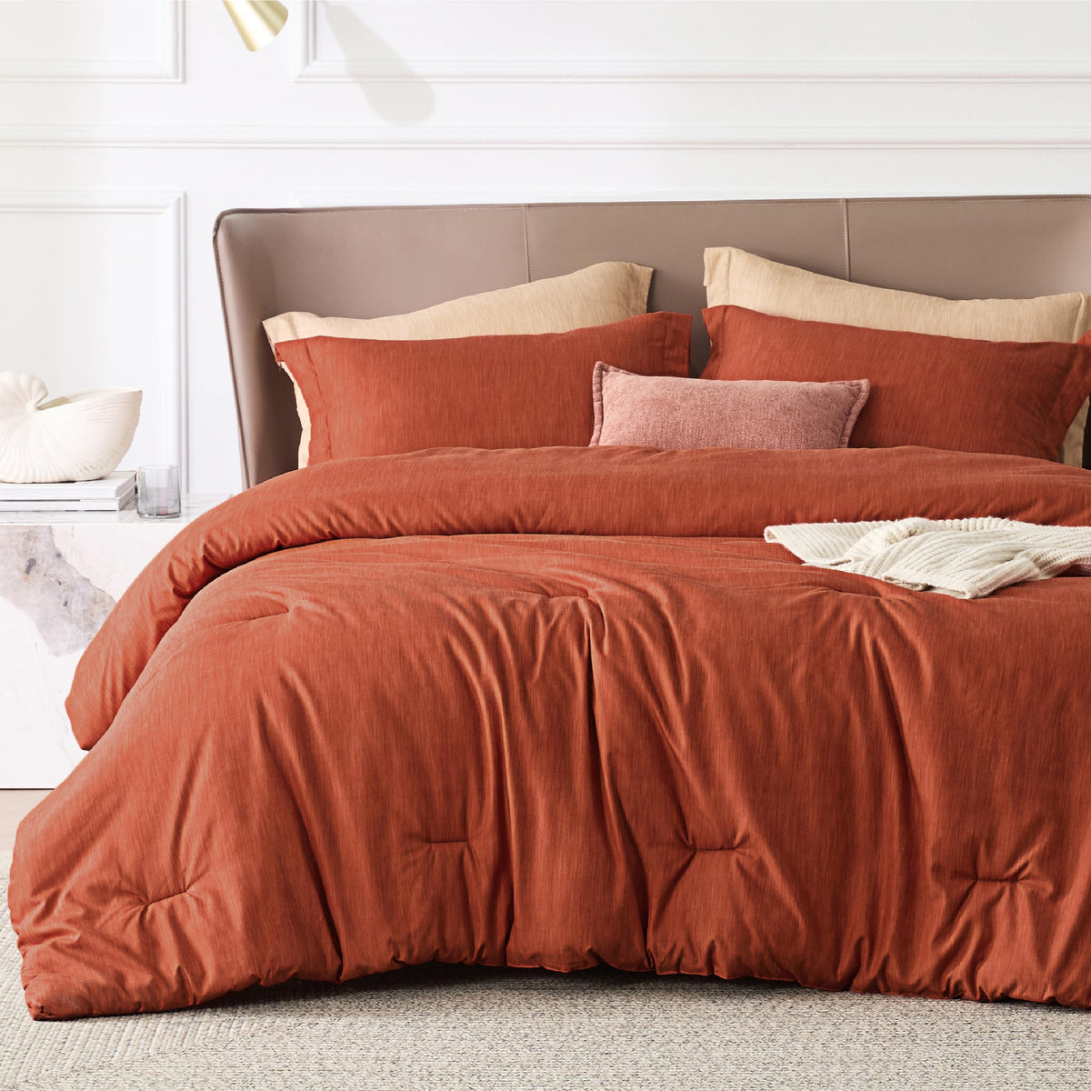 Bedsure Queen Size Comforter Sets, Beige Cationic Dyed Bedding Set 3 Pcs