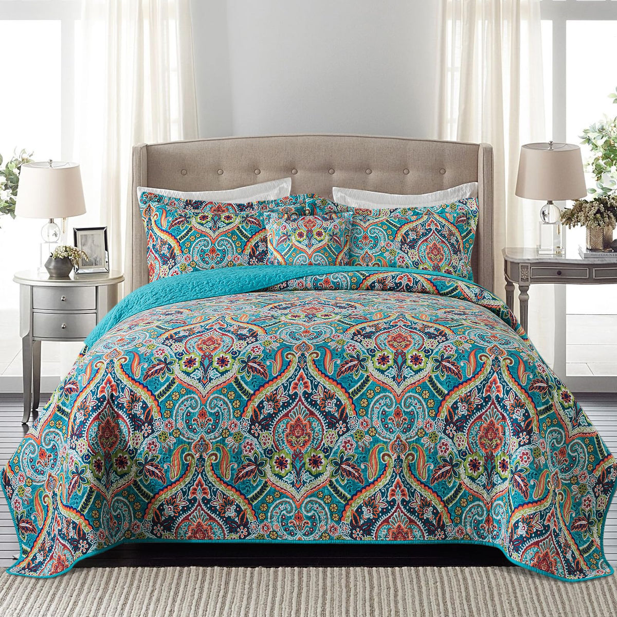 BEDIFANY Cotton King Size Quilt Sets, Lightweight King Quilt Bedding Set