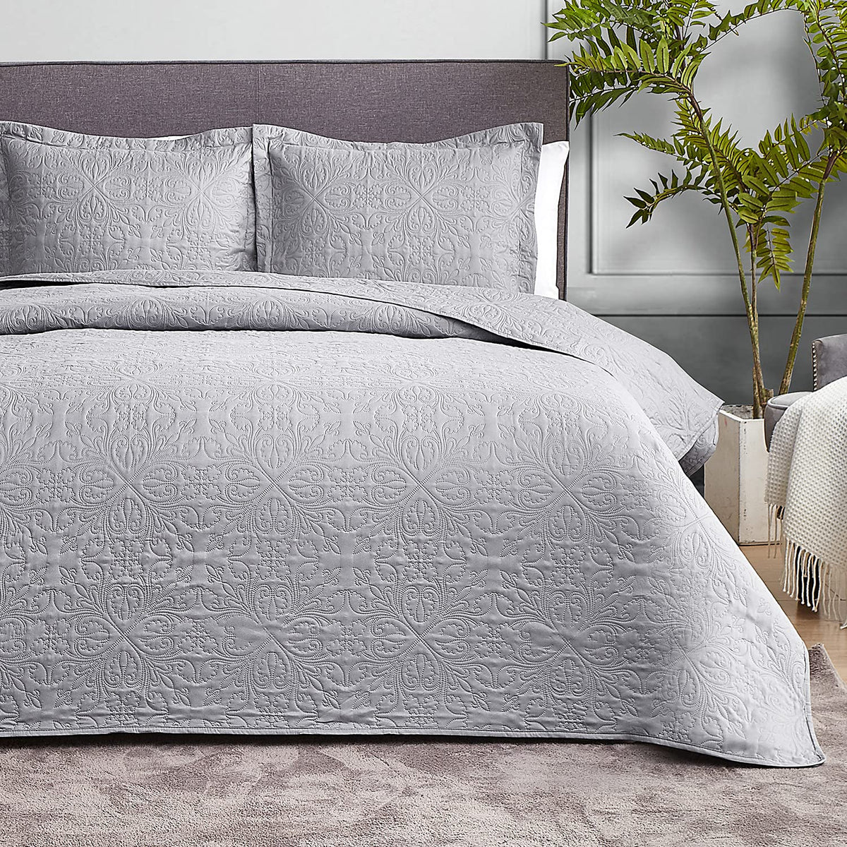 Hansleep Queen Quilt White Quilts Queen Size 3 Pieces (1 Quilt, 2 Shams)