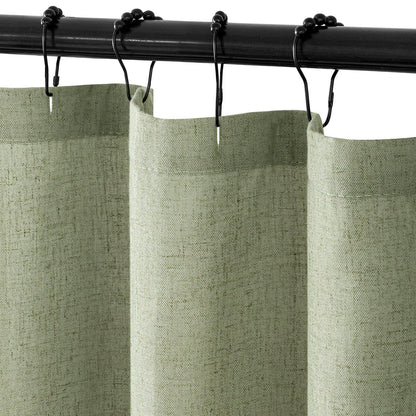 MIULEE Linen Buttonhole Fabric Shower Curtain Natural 72*72" 12 Metal Hooks
