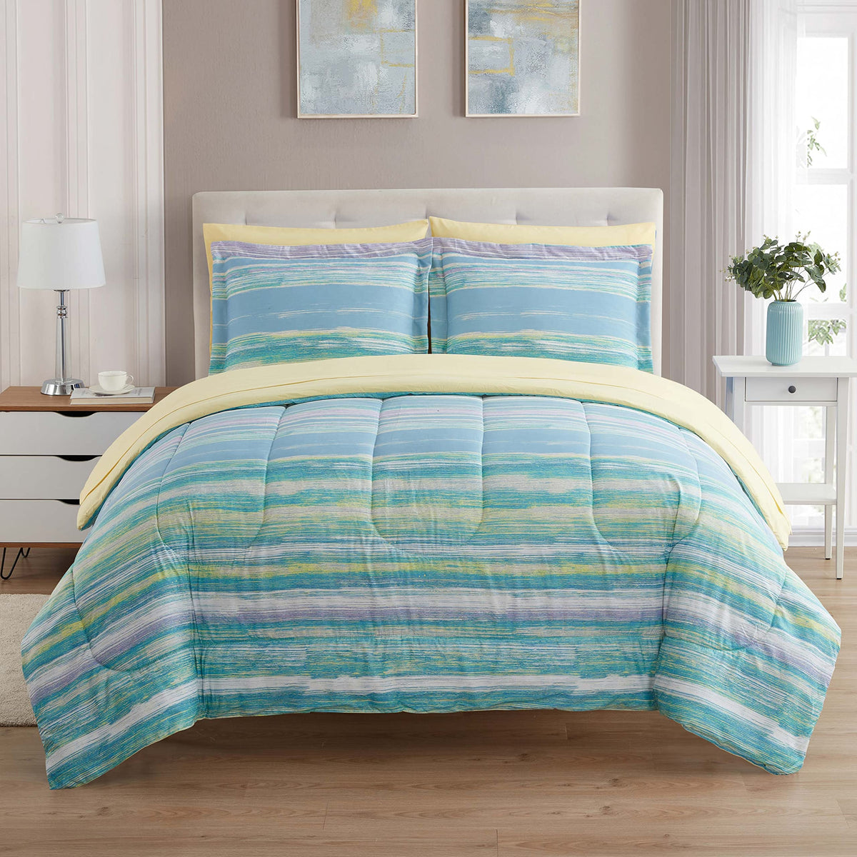Full Size Comforter Set with Sheets - 7-Piece Bedding Collection - 1 Comforter, 1 Fitted Sheet, 1 Flat, 4 Pillowcases - Deep Pocket - Soft & Breathable Premium Quality - Ideal for All Seasons, Gray