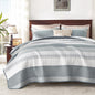 Andency Queen Quilt Bedding Set Sage Green, 3 Pieces Striped Bedspreads
